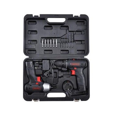 C001 17PCS D008+IS01 12v Cordless Drill & Cordless Impact Screwdriver tool Set